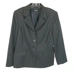 Womens Size 16 Kasper Gray Pinstripe Windowpane Long Sleeve Blazer Jacket